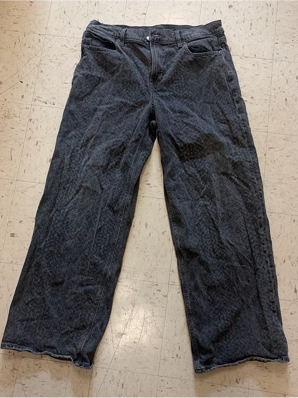 American Eagle Outfitters Gray Stretch Jeans with Embroidered Waistband